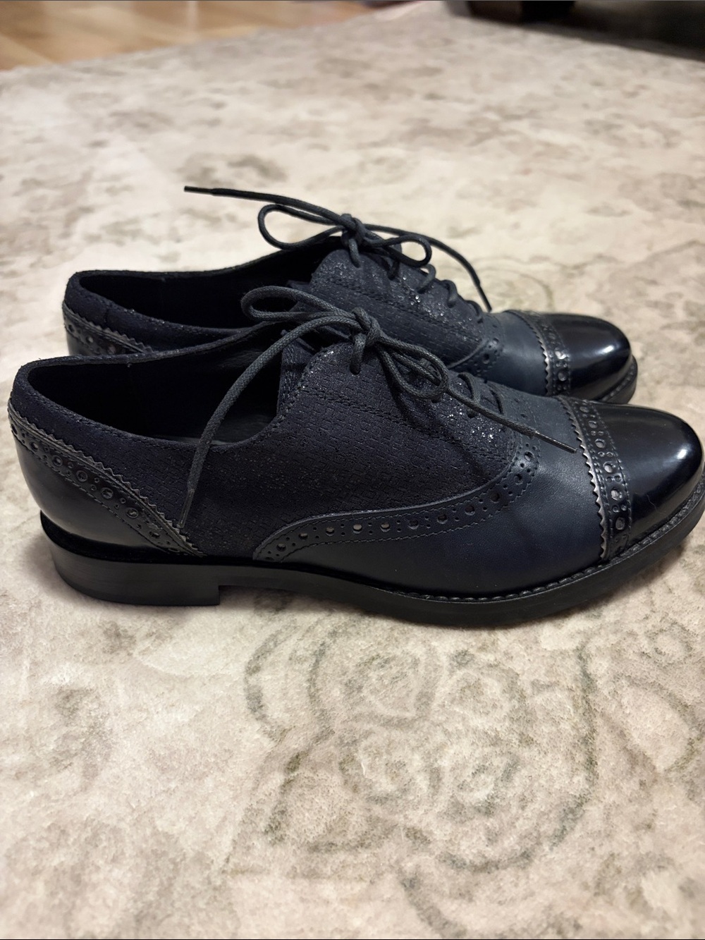 Geox Black Leather & Suede Cap-Toe Shoe - Picture 2 of 5